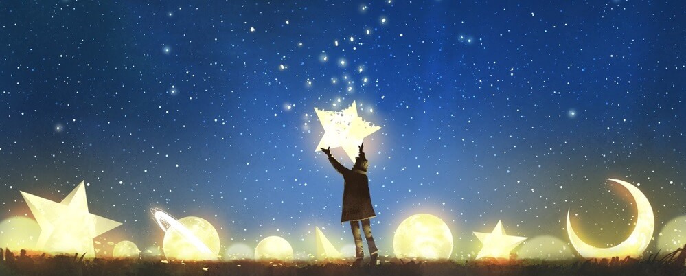 kid touching stars